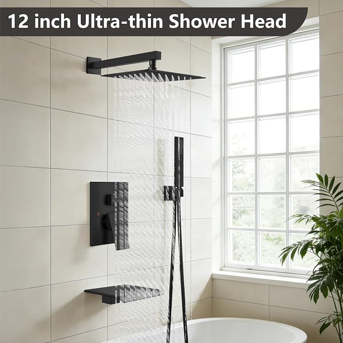 Midanya Shower System with Tub Spout, Bathtub Shower Faucet Set with Square - Image 2