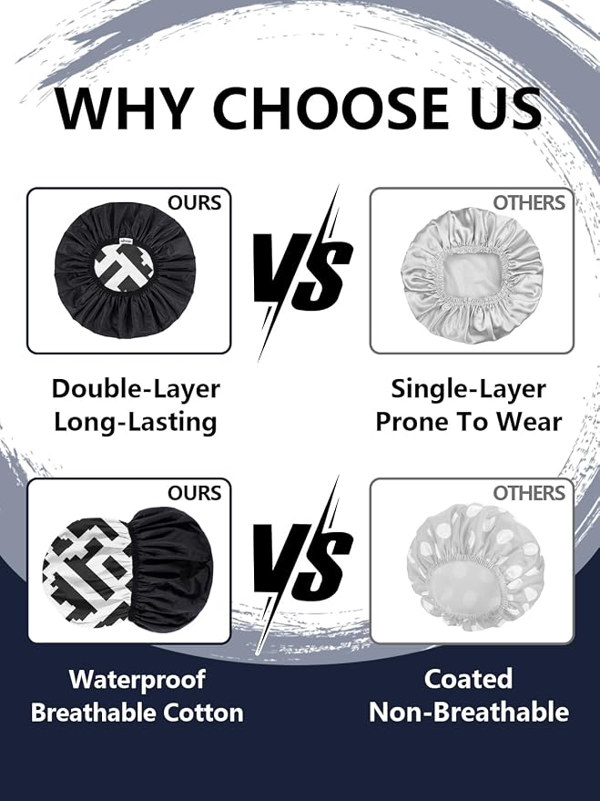 Years calm Men Shower Cap Reusable Waterproof, Dual-Layer Design, Double-Sided - Image 6