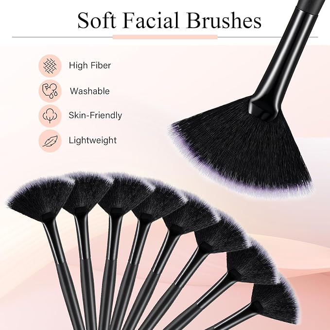 9 Pieces Facial Fan Mask Brushes, Soft Facial Applicator Brushes Tools - Image 6