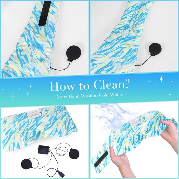 LC-dolida Sleep Mask with Bluetooth Headphones, Extra Large Silk Eye Mask - Image 7