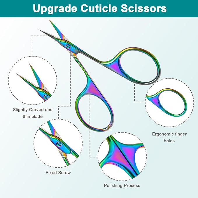 Lermende Cuticle Scissors Extra Fine Curved, Portable Stainless Steel Manicure - Image 2
