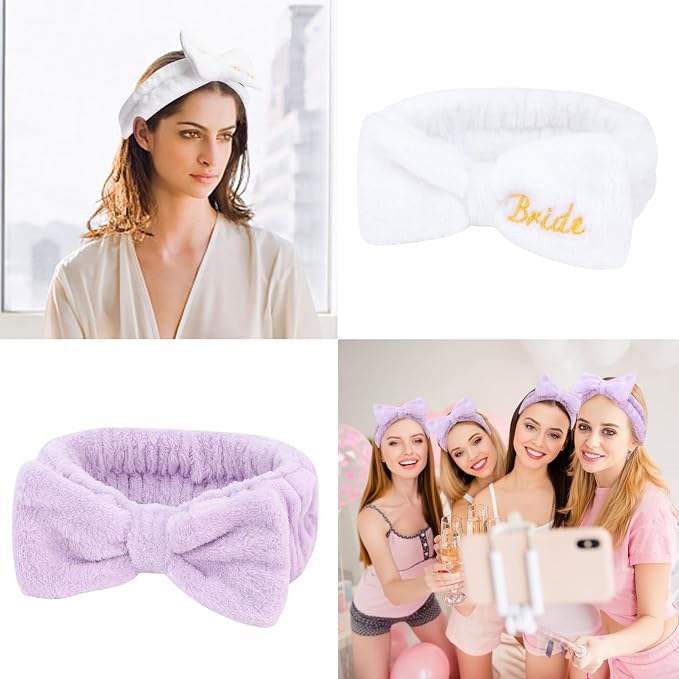 CIEHER 8 Pack White & Purple Spa Headband - Image 8
