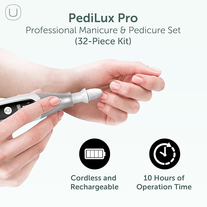 PediLux Pro Professional Manicure Pedicure Kit, Cordless Electric Nail File - Image 2