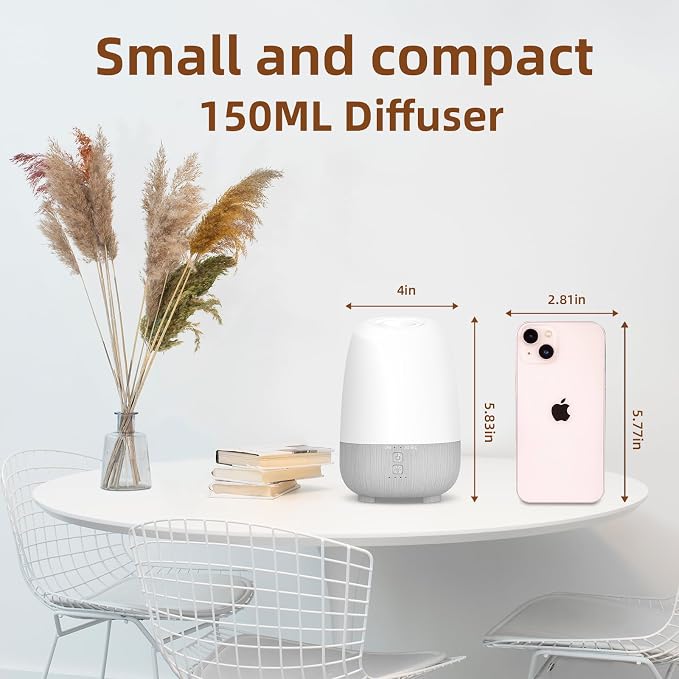 SEEDSEEL 150ML Rechargeable Battery Operated Essential Oil Diffuser, Portable - Image 4