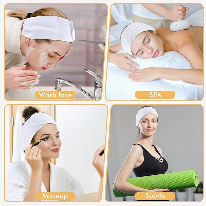 SINLAND Spa Headband for Women Ultra Soft Adjustable Makeup Hair Band - Image 4