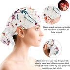 Women Working Cap with Buttons Bouffant Hat Autumn Leaves Nurse Scrub Caps Long - Image 3