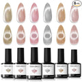 modelones Cat Eye Gel Nail Polish Set, Holographic Glitter 6 Colors by MODELONES