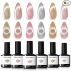 modelones Cat Eye Gel Nail Polish Set, Holographic Glitter 6 Colors by MODELONES