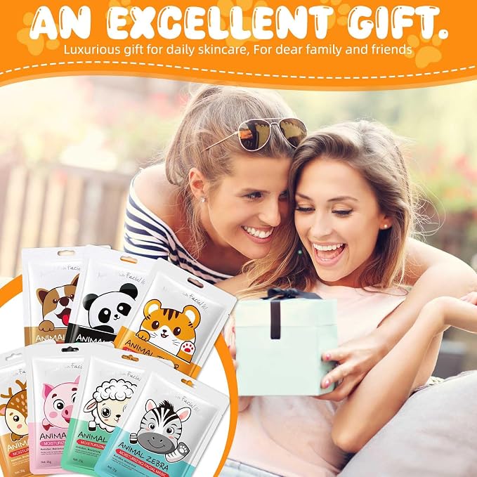 7 Packs Cute Animal Character Design Facial Masks, Deep Hyrating Spa Masks - Image 7