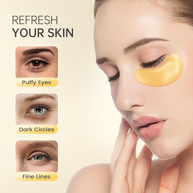 REDANHA 15 Pairs 24K Gold Under Eye Patches Face Masks Dark Circles Puffy Eye - Image 5