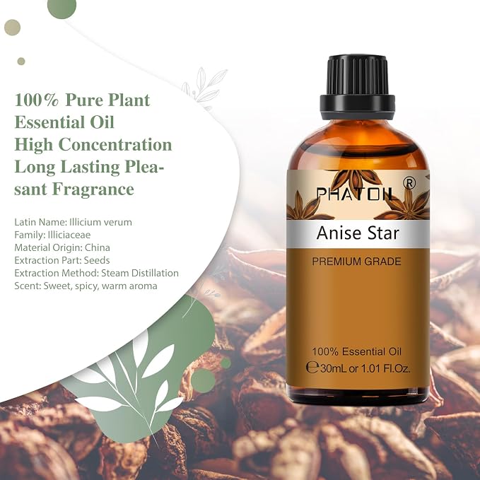 Anise Star 1.01fl.oz Essential Oil, PHATOIL Pure Aromatherapy Oils - Image 2