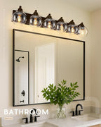Oil Rubbed Bronze Bathroom Light Fixtures, 6-Light Bathroom Vanity Lights Over - Image 6