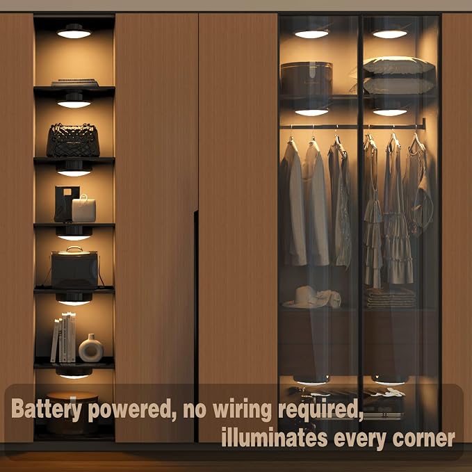 ILYXY LED Puck Lights with Remote, 6 Pack Under Cabinet Lighting, Battery - Image 4