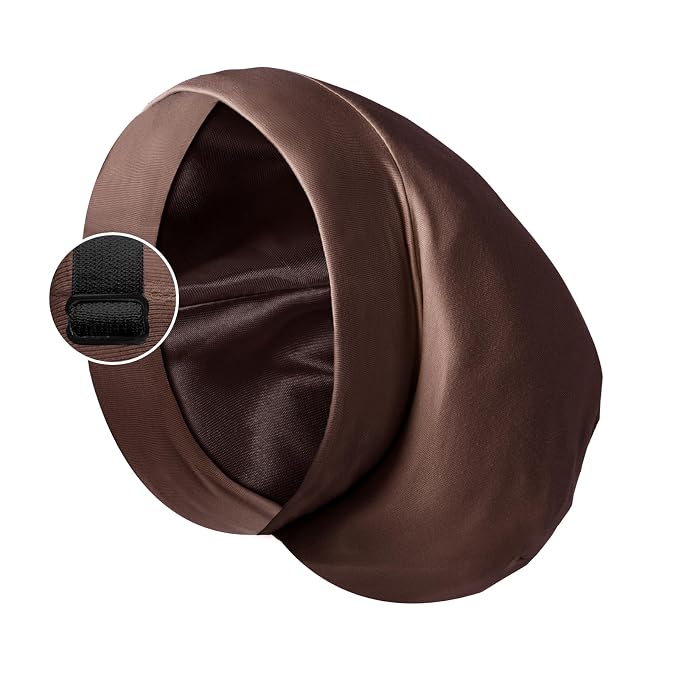Satin Bonnet Silk Lined Sleep Cap- Adjustable Hair Cover by Blueelf