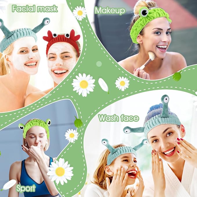 WLLHYF 3 Pack Spa Headband Face Wash Hairband Facial Makeup Head Wraps Cartoon - Image 7