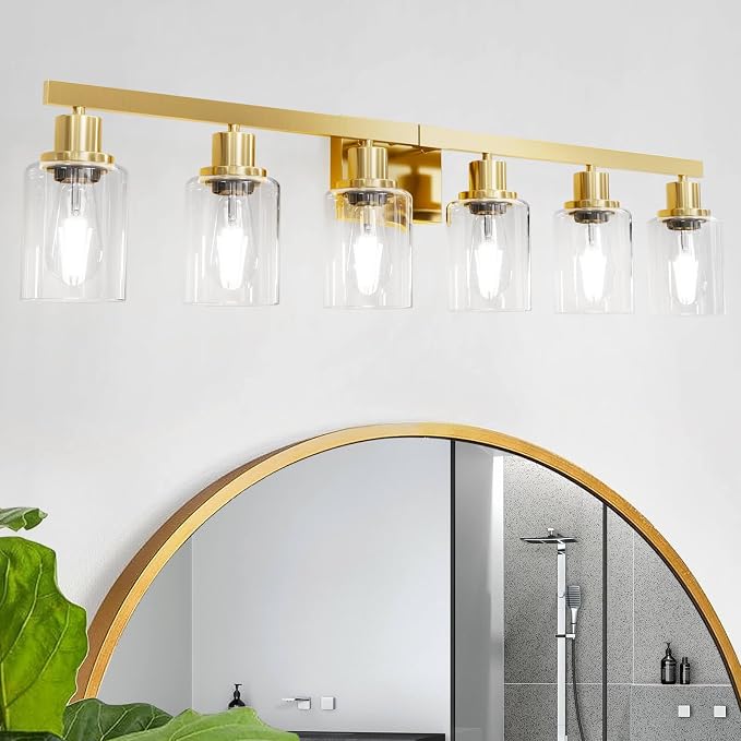 6 Light Gold Bathroom Vanity Light, Bathroom Light Fixtures by DIKAIDALights