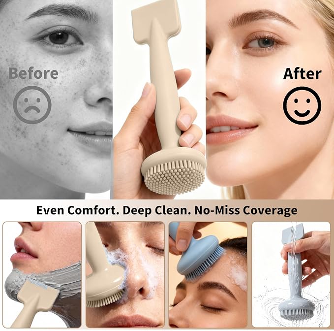 2 Pack Silicone Face Scrubber, 2 in 1 Facial Cleansing Brush & Face Mask - Image 6
