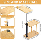 3 Layer Bath Tub Tray Table Liftable Freestanding Bamboo Bath Tray Caddy - Image 2