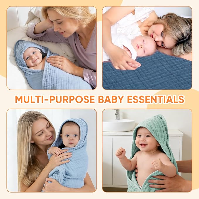 MIGIOL Muslin Baby Towels 100% Cotton ，Super Soft Muslin Baby Bath Towel - Image 5