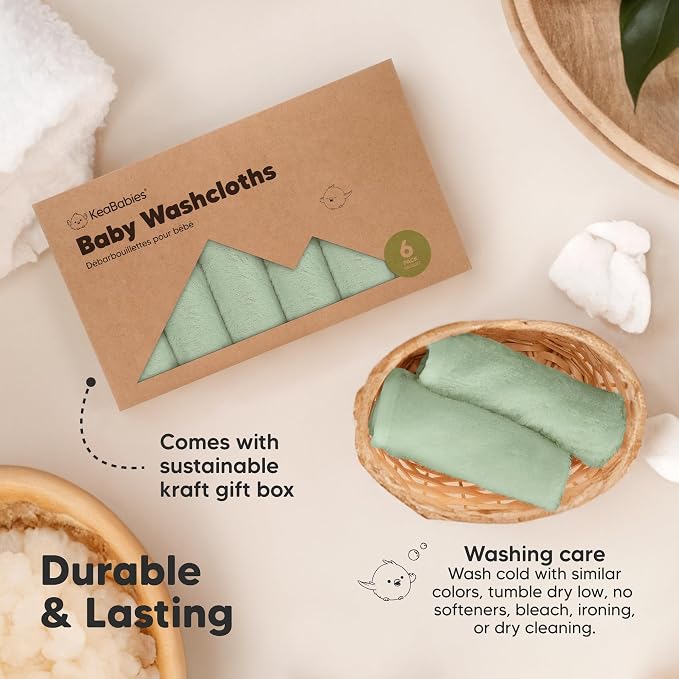 6-Pack Baby Washcloths – Soft Absorbent Viscose from Bamboo Washcloths - Image 7