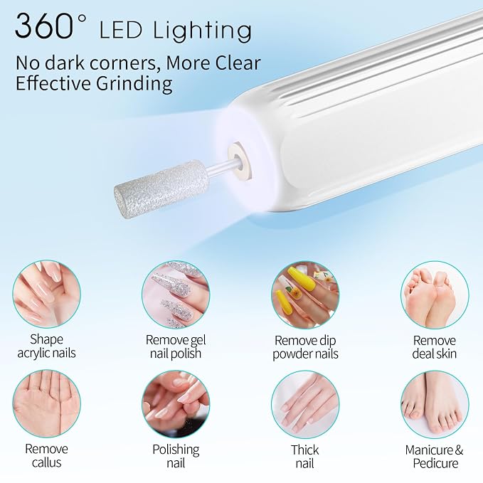 Electric Nail Drill, Professional Manicure Pedicure Kit, Cordless Electric Nail - Image 5