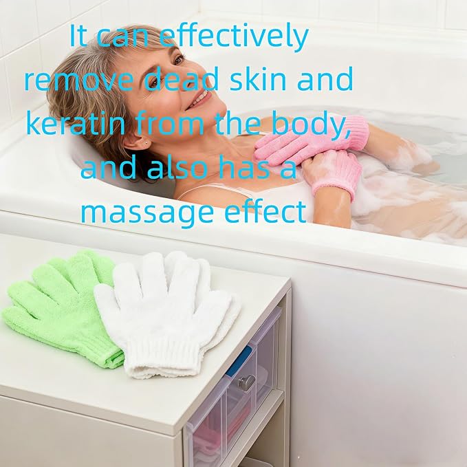 4 Pairs Exfoliating Bath Gloves, Nylon Double Sided Exfoliating Gloves - Image 6