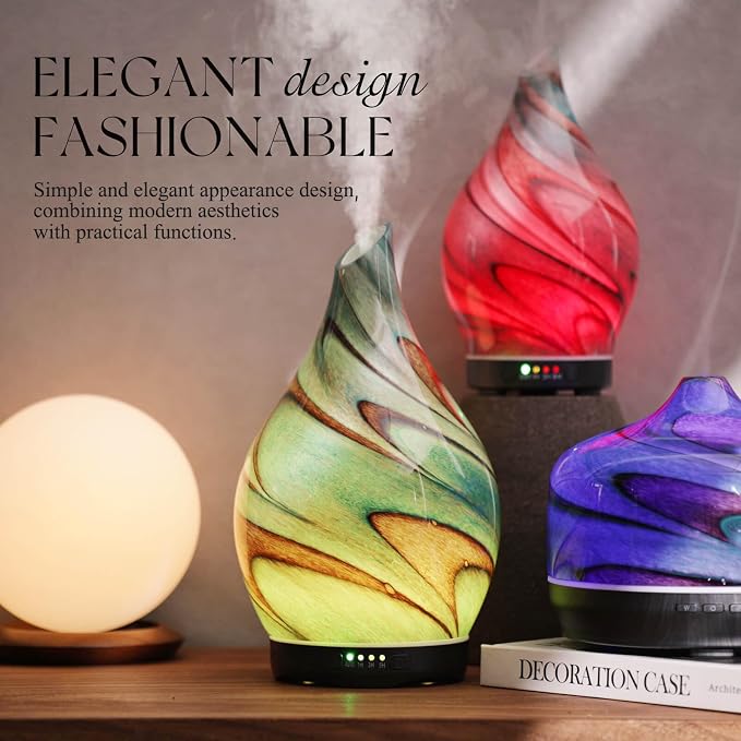 Porseme 280ml Essential Oil Diffuser Glass Color Changing Aroma Air Diffusers - Image 4