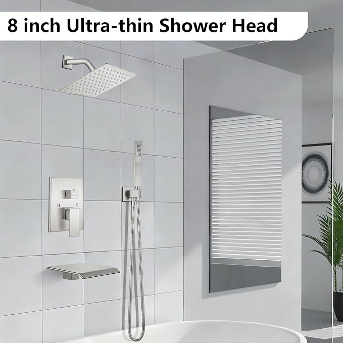 Midanya Shower System with Tub Spout, Bathtub Shower Faucet Set with Square - Image 2