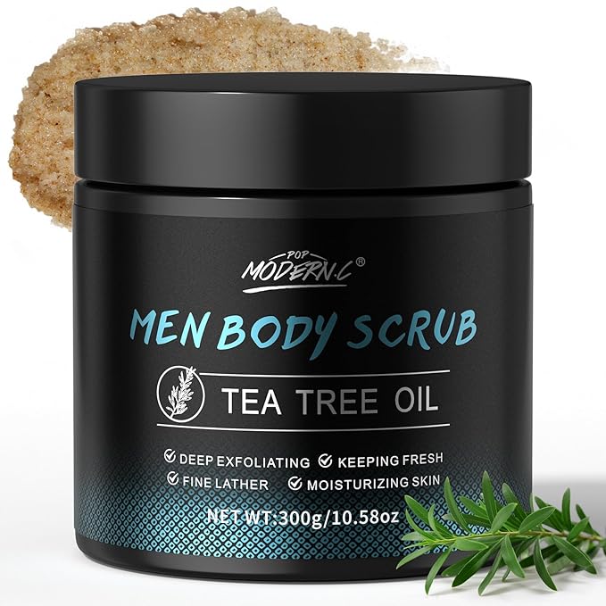Men Body Scrub with Tea Tree Oil Exfoliating Body Scrub by POPMODERNC