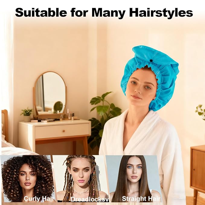ELEBOX Extra Large Shower Cap for Braids/Curly Hair/Dreadlock | Reusable - Image 7