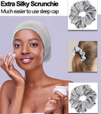 Sleep Cap Bonnet for Sleeping Black Women, Adjustable Cooling Ice Silk Lined - Image 2