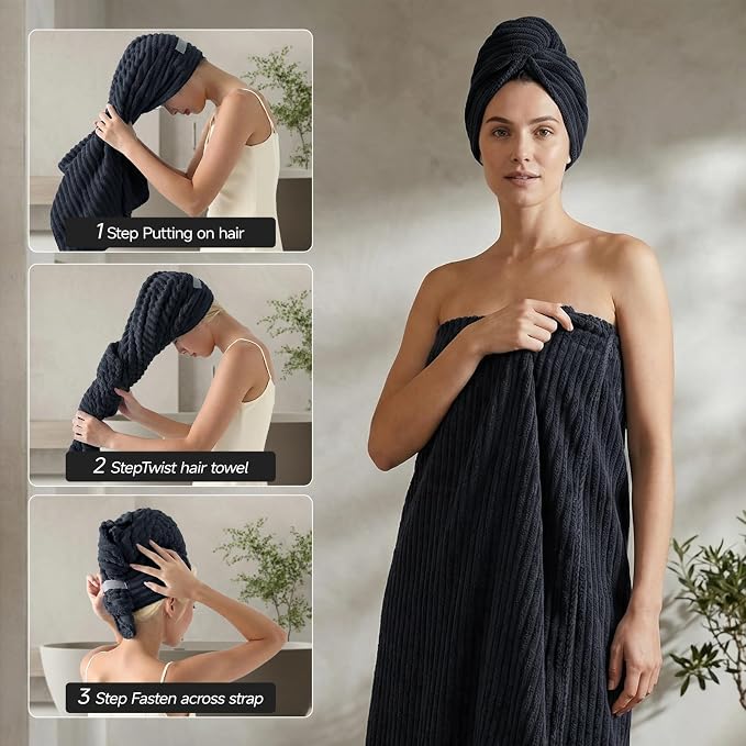 REDKISS Black Bath Towels Set 8 Piece - Image 3