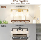 4-Light Bathroom Light Fixtures, Brushed Gold Vanity Lights, Classic Wall Lamp - Image 6