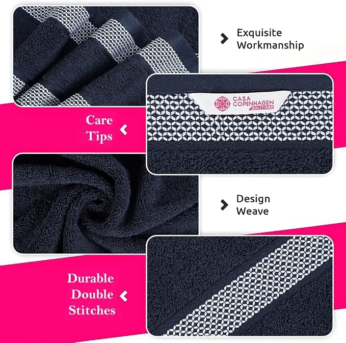 CASA COPENHAGEN Solitaire 6Pcs 100% Egyptian Cotton Large Designer Towels Gift - Image 3