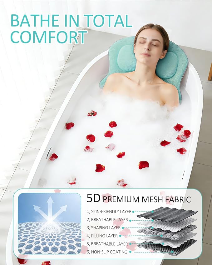 Full Body Bath Pillow for Bathtub, 5D Thick Tub Pillow for Bathtub - Image 9