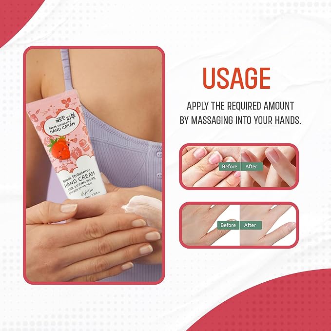 esfolio Sweet Strawberry Hand Cream – Moisturizing Korean Hand Lotion - Image 4