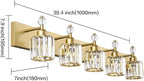 PRESDE 5-Crystal Bathroom Vanity Light Modern Gold Bathroom Lights Fixtures - Image 5