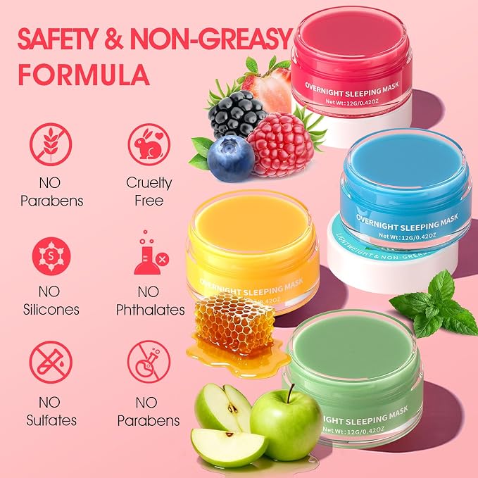 Lip Mask Set, Overnight Treatment Lip Care, Moisturize & Nourish Lip Butter Balm - Image 5