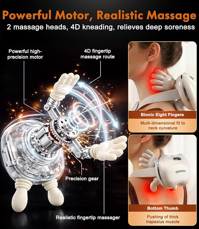 Wireless Neck Massager with Heat, Rechargeable Shiatsu Neck and Shoulder - Image 4