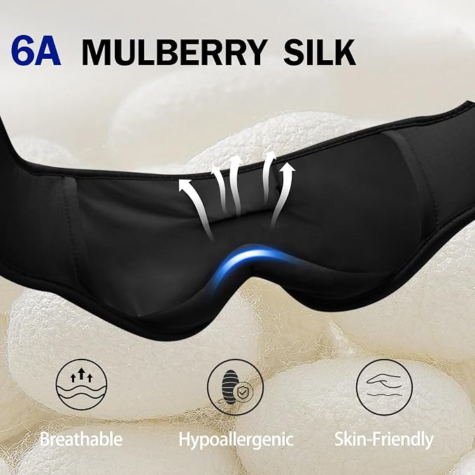 TOPOINT Sleep Mask with Bluetooth Headphones, Breathable Silk Eye Mask - Image 4