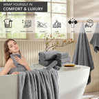 4 Piece Extra Large Bath Towel 35"x70" Oversized Bath Sheet Grey Bath Towel Set - Image 2