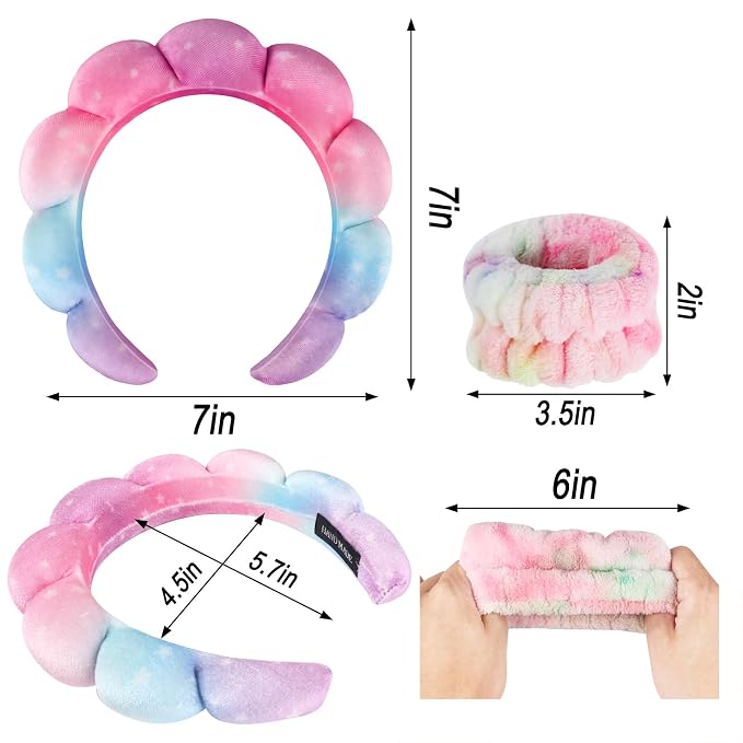 Zkptops Spa Headband for Washing Face Wristband Set Sponge Makeup Skincare - Image 6