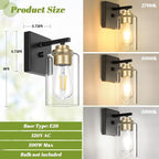 Set of 2 Wall Sconces for Bathroom, Modern Vanity Light Fixtures, Farmhouse - Image 7