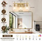 Asnxcju 3-Light Brushed Gold Bathroom Light Fixtures, Modern Gold Vanity Lights - Image 2