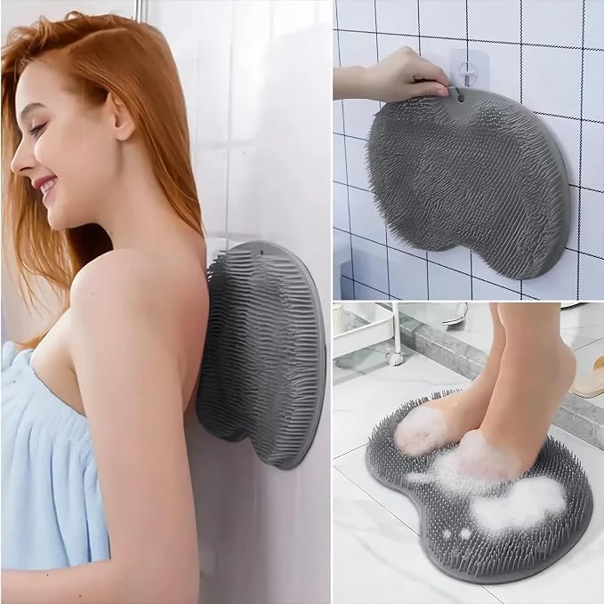 2-Pack Shower Foot Scrubber Mat, Strong Grip Silicone Back and Foot Washer - Image 2