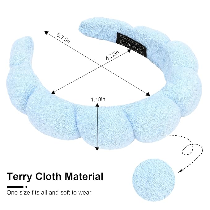 3 Pack Hairband for Washing Face, Skincare Headbands Makeup Headband Sponge - Image 2