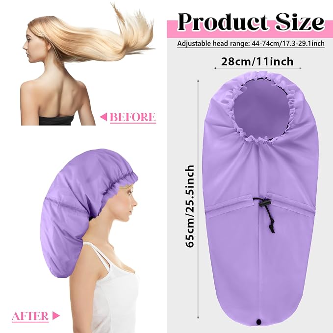 2 Pcs Large Shower Cap for Braids, Extra Long Shower Cap for Women Long Hair & - Image 2