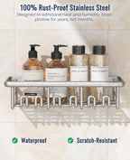8 Pack Adhesive Rustproof Shower Shelves - Image 2