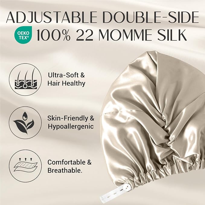 ZIMASILK 22 Momme Adjustable 100% Mulberry Silk Bonnet - Image 2