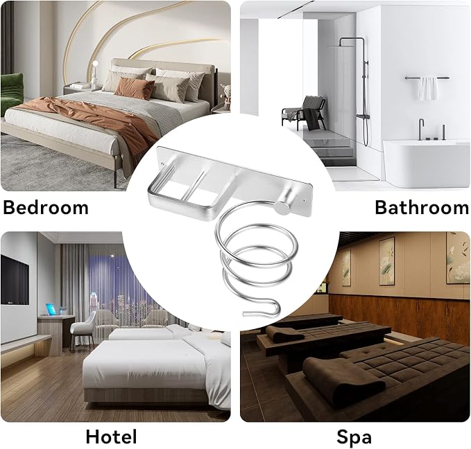 YUET Hair Dryer Holder Hairdryer Station Wall Mounted Shelf Bracket - Image 8